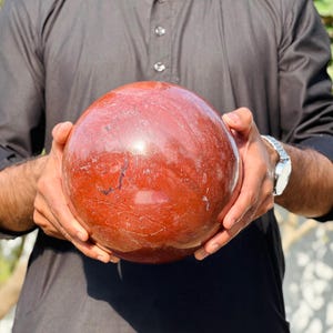 190MM Natural Red Jasper Sphere ,  Polished Crystal Ball for Grounding, Strength & Protection | Spiritual Decor and Meditation Crystal 26LBS