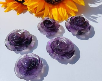Quartz rose améthyste sculpté à la main : cristal pour chakra du troisième œil