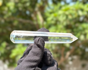 16 Faceted Clear Quartz Crystal Wand: Healing Stone (4.5 inch)