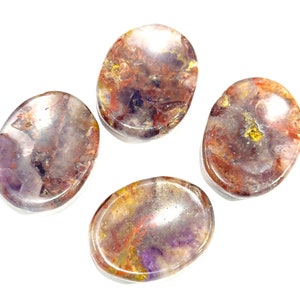 Super 7 Crystal zorgstenen, super zeven melodiesteen, Super Seven duimsteen, Sacred Seven Crystal ovaal heilig 7 kristal