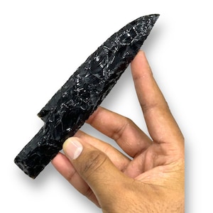 Natural Black Obsidian Knife | Manmade Handcarved Knife | Healing Gemstone Christmas gift | Hand Knapped Blades | Quality Crystal Knife