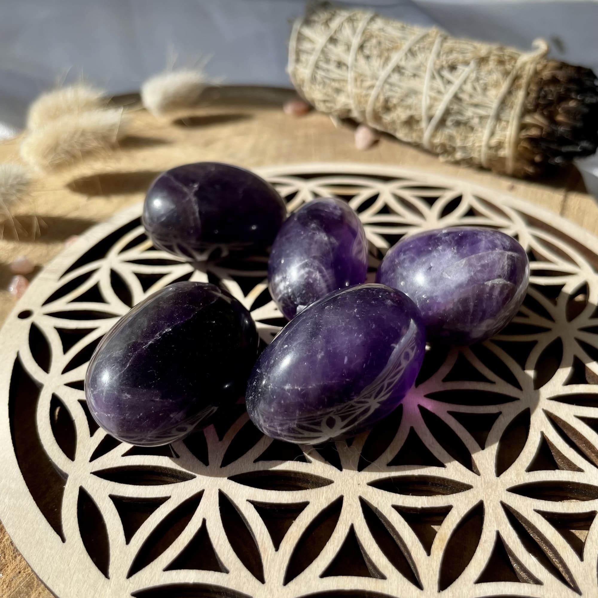 Pierre Naturelle d'améthyste - Cristaux Semi-Précieux Pierre Roulée Améthyste Lithothérapie Protecti