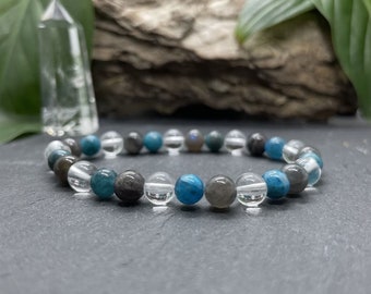 Bracelet Énergie (Apatite, Quartz, Labradorite) - Bijoux pour femme fabriqué à la main - Cadeau pour elle