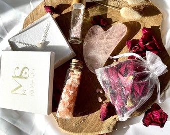 Self-Love Box - Gift for Her - Mother's Day - Original Gift Box - Natural Rose Quartz Stones Gift - Jewel Box