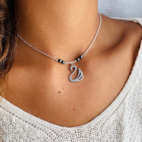 Stainless steel cheap swan necklace