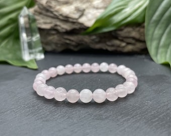 Bracelet Quartz Rose pour femme - Fait main - Bijoux avec perles de Quartz Rose français