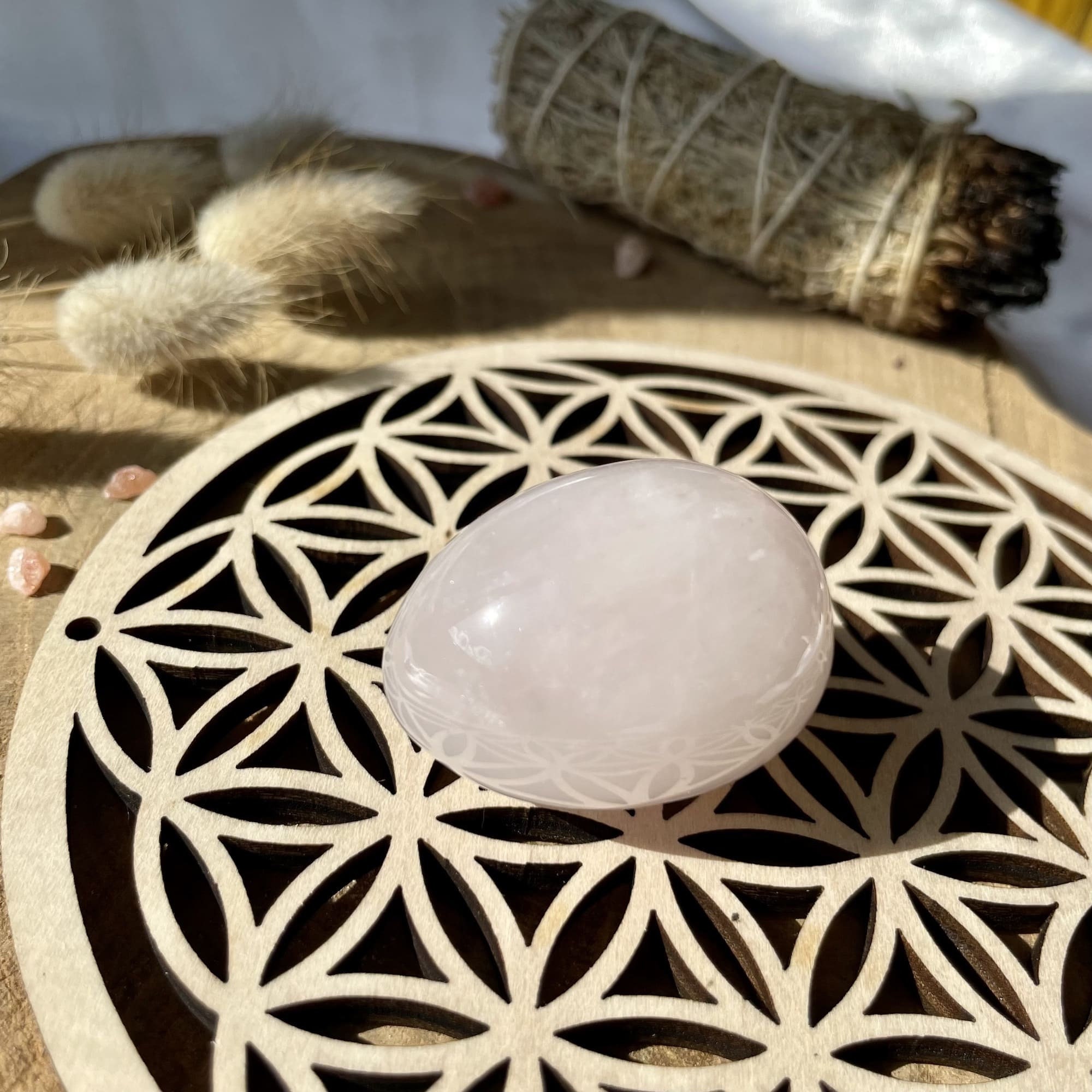 Pierre Naturelle de Quartz Rose Roulée - Cristaux Semi-Précieux Pierre Quartz Rose en Forme d'œuf- L