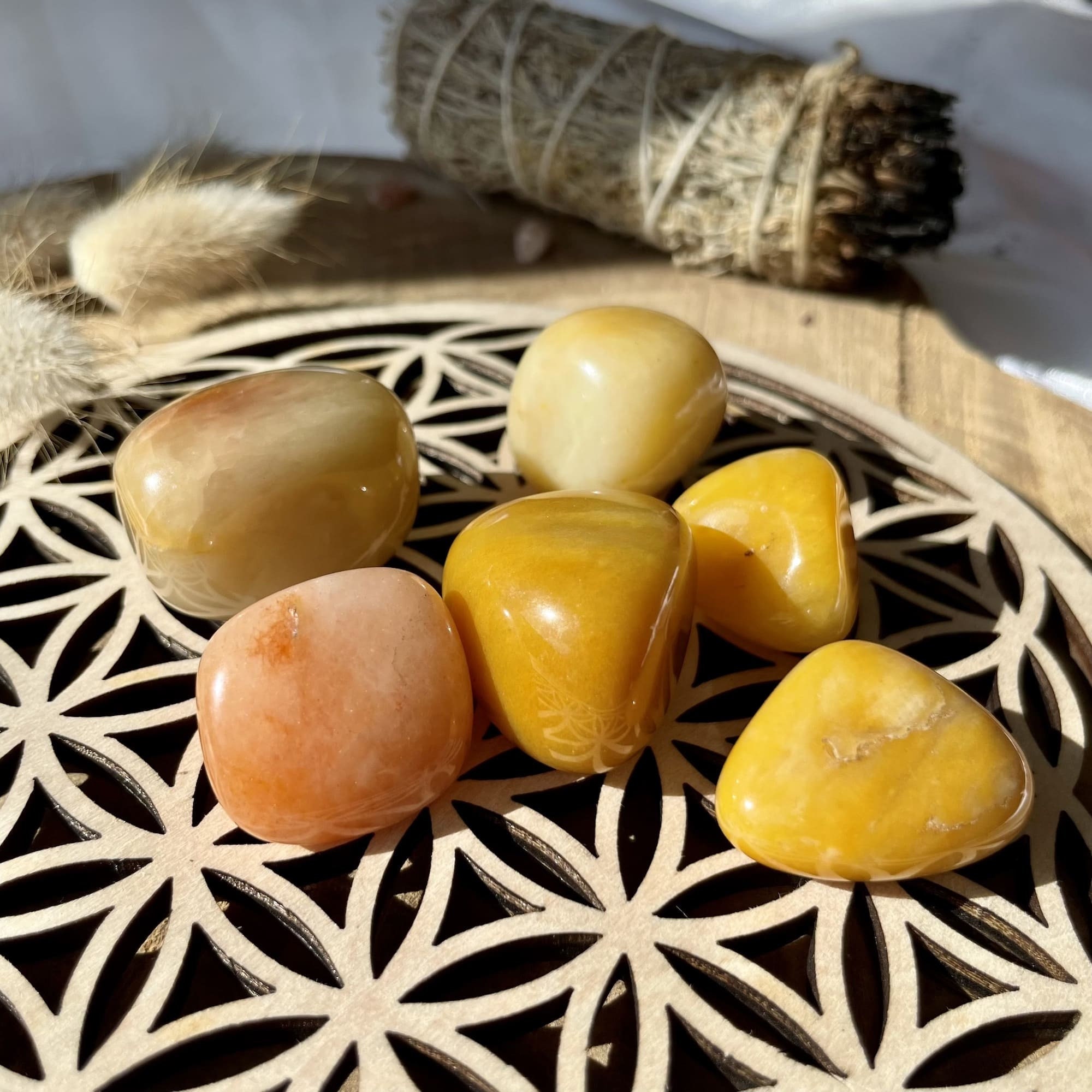 Pierre Naturelle Topaze - Cristaux Semi-Précieux Pierre Roulée Lithothérapie Protection Jaune