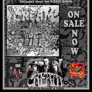 Pôster promocional Cream Eric Clapton Jack Bruce Ginger Baker Wheels Of Fire
