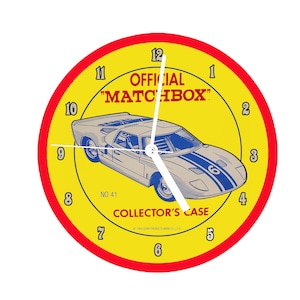 Matchbox Cars 1964 Carrying Case Reproduction 8" Round Plastic Wall Clock Vintage Toys