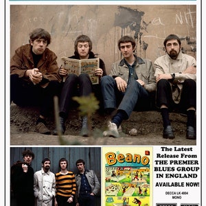 Eric Clapton 24&quot;x36&quot; John Mayall Beano plakat promocyjny John McVie, Hughie Flint, angielski blues Fleetwood Mac