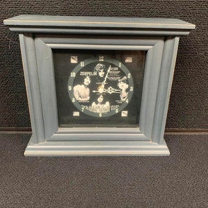 Led Zeppelin  mantle clock 10&quot;x11&quot;x3.5&quot; Jimmy Page, John Bonham, John Paul Jones, Robert Plant, Atlantic Records Communication Breakdown