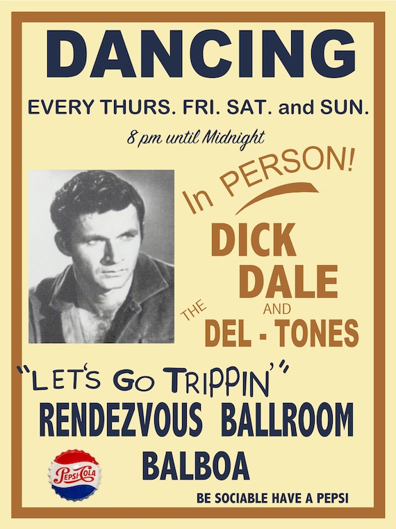 Dick Dale Repro Rendezvous Ballroom Balboa 1960's 18"x24 Surf Rock Poster