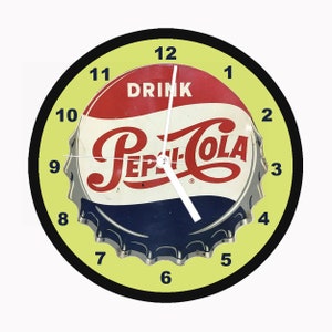 Pepsi Retro 8 &quot;Plástico Funciona con batería Reproducción del reloj de pared Hecho a medida
