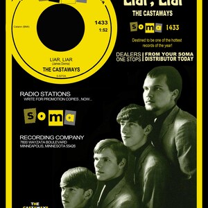 The Castaways &quot;Liar, Liar&quot; Garage Rock, 1960&#39;s Single 18&quot;x24&quot; Promo Poster &quot;Reimagined&quot; Nuggets, Soma Records Label
