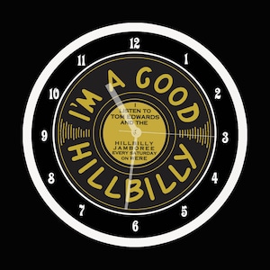 ELVIS PRESLEY  Cleveland, Ohio Tommy Edwards&#39; I&#39;m A Good Hillbilly pin Repro 8&quot; Plastic Battery Operated Wall Clock WERE Cleveland  Radio
