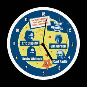 Eric Clapton Derek and the Dominos 8&quot; plastic Battery Operated Wall Clock Brand New Custom Hand Made Design