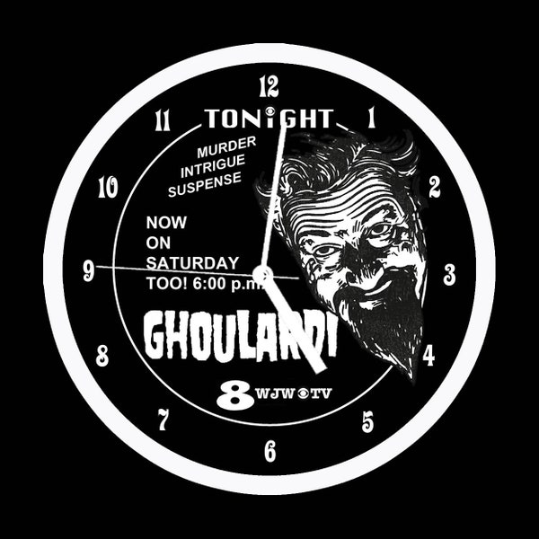 8" Ghoulardi Cleveland Ohio Wall Clock Late Night Television 1960's WJW