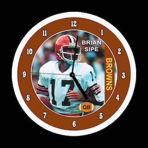 8&quot; Round Cleveland Browns Brian Sipe retro football card Wall Clock