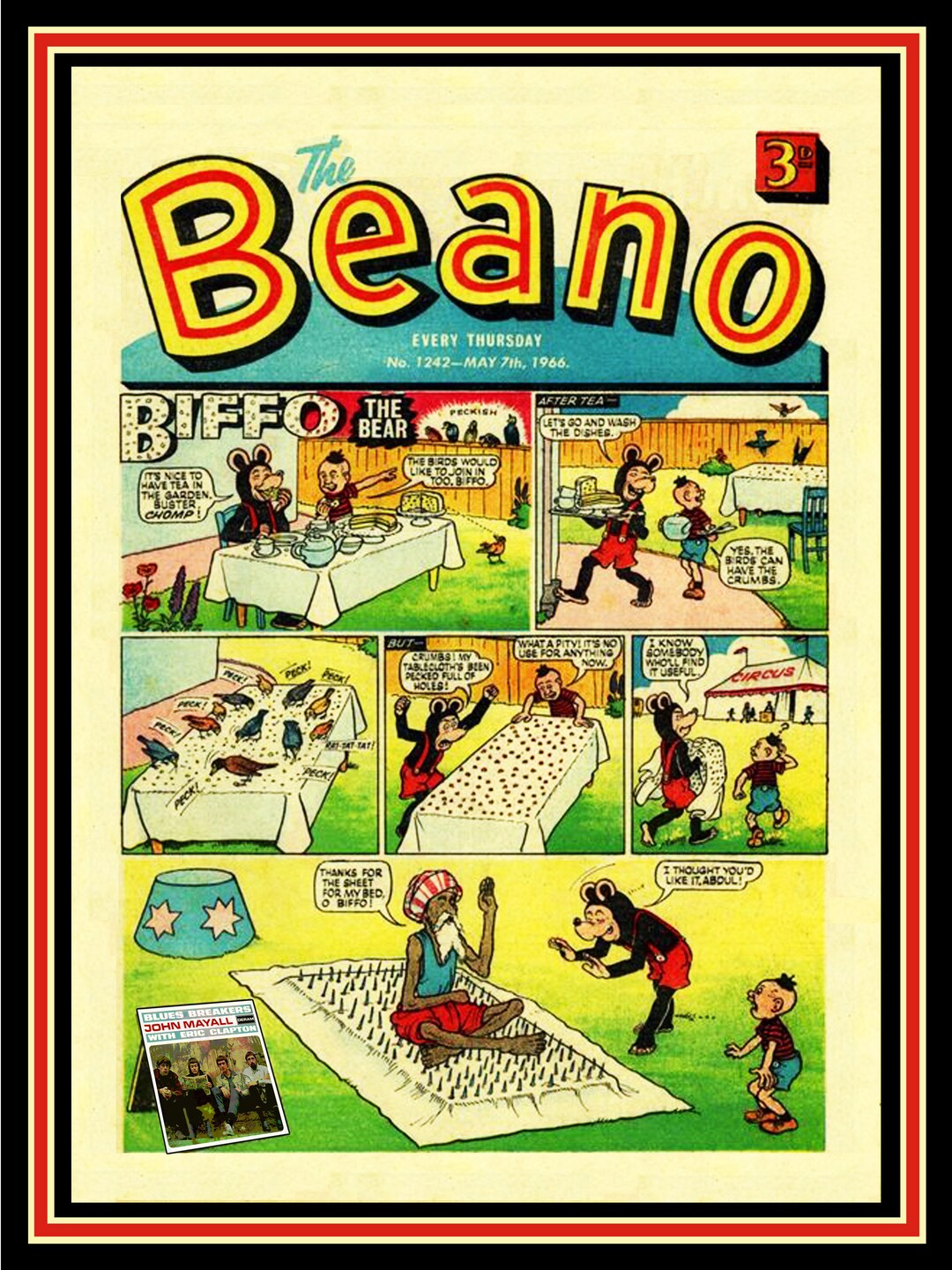 Eric Clapton John Mayall 18x24 Beano Comic Book Cover Poster WITH John