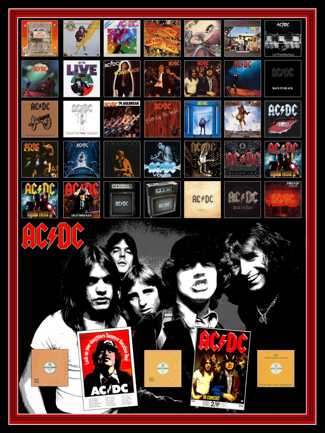 AC/DC, Brian Johnson, Bon Scott, Angus Young, Malcom Young LP Covers ...