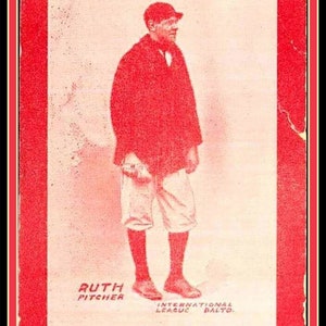 Babe Ruth 1914 Red Baseball Card 18"x24" Poster