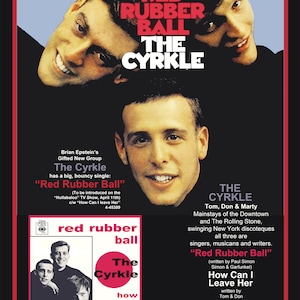 The Cyrkle 18&quot;x24&quot; Red Rubber Ball &quot;Promo Poster Reimagined&quot; Paul Simon, Simon & Garfunkle, Beatles, Brian Epstein, Hullabaloo