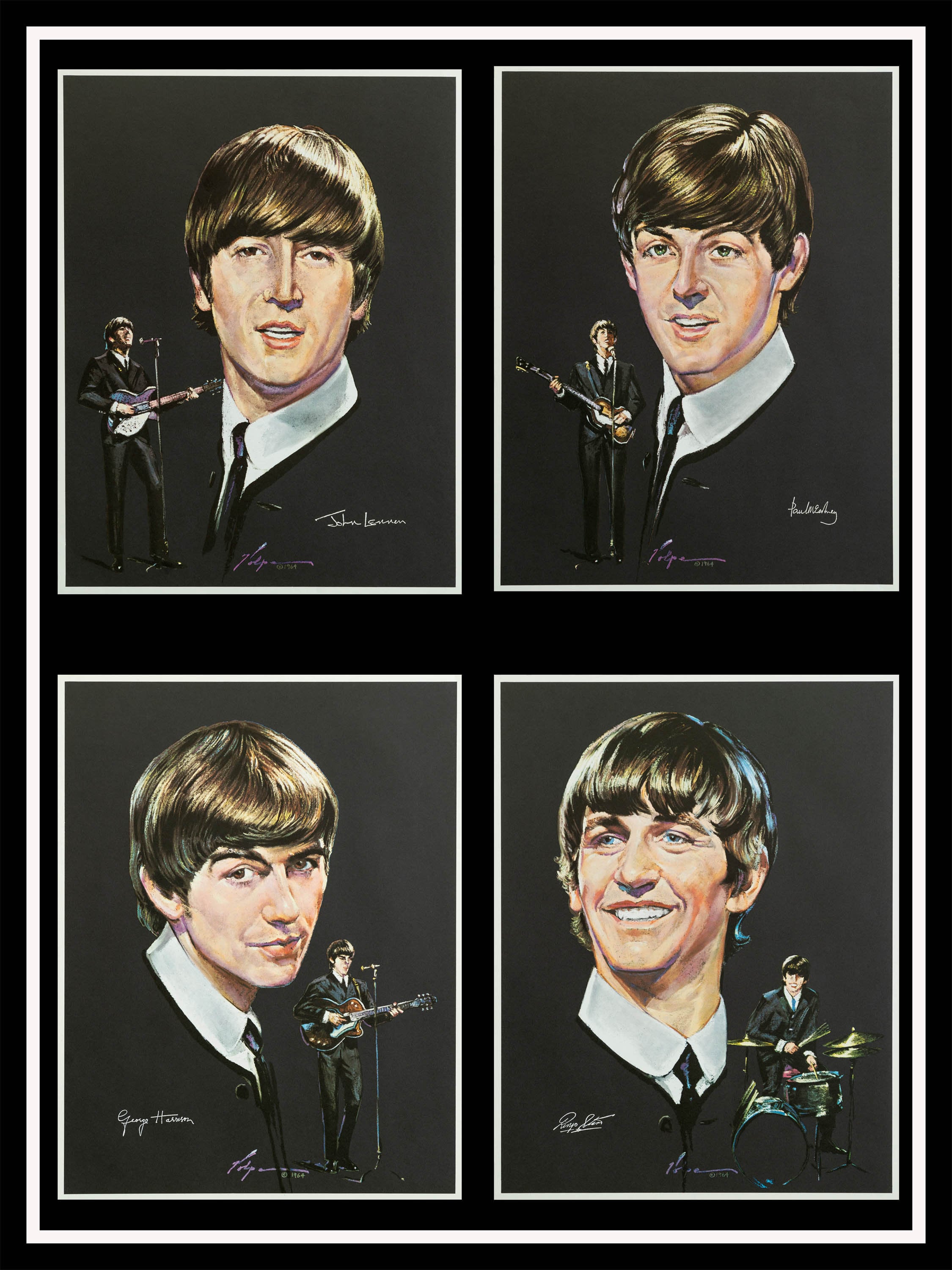 Beatles 1964 Capitol Records Promo Posters 4 up Reproduction