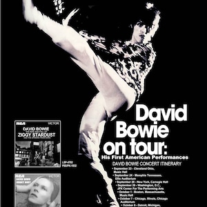 David Bowie First U.S. Tour 18&quot;x24&quot; Ad Reproduction Poster Man Who Sold The World, Ziggy Stardust, Hunky Dory, Cleveland, Ohio, Boston, NY
