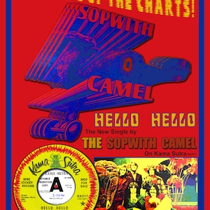 Pôster promocional Sopwith Camel colorido de 18 "x 24" "Hello Hello" reimaginado San Francisco Psych 1967 Loving Spoonful, Blue Cheer Norman Greenbaum