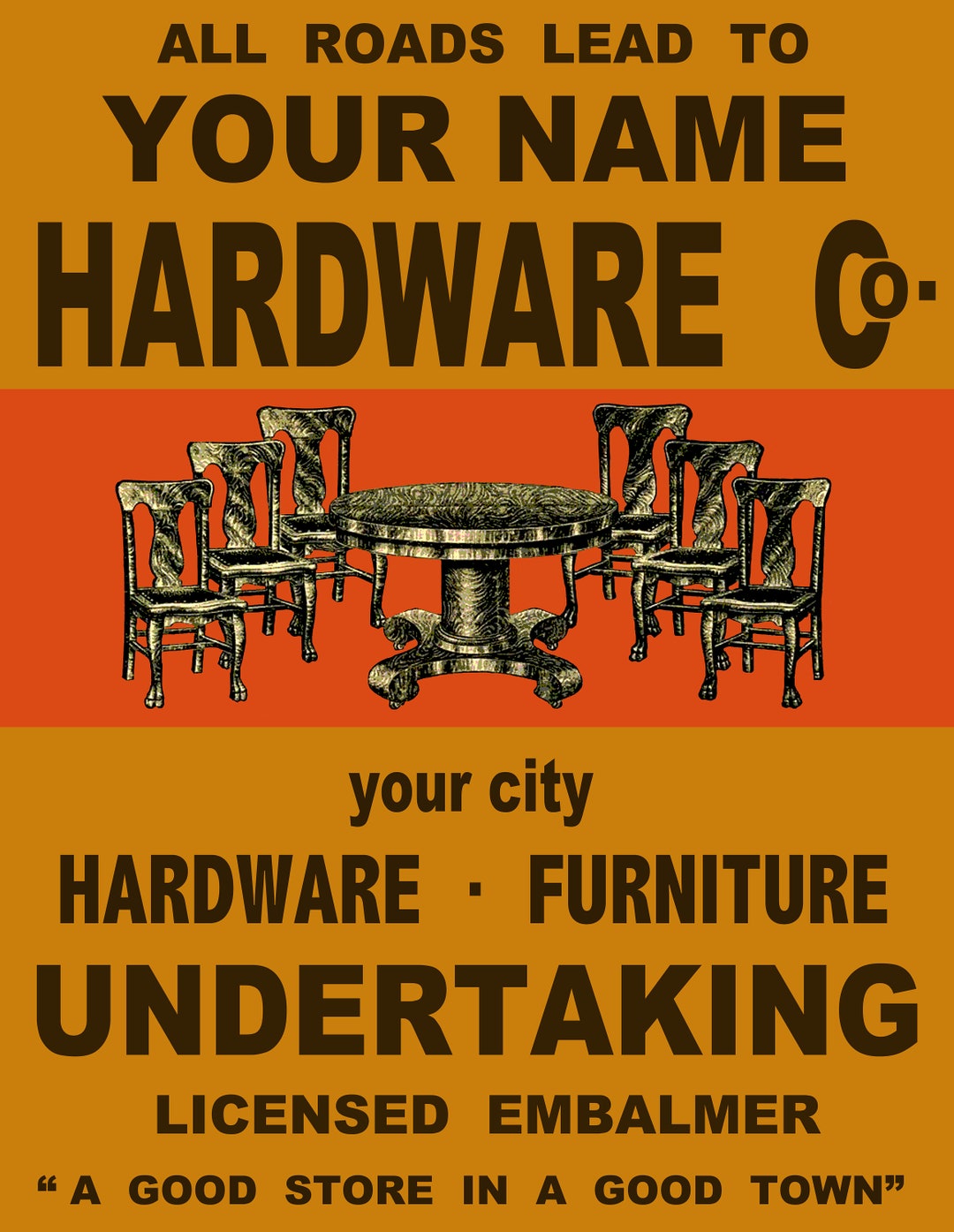 Customized Old Tyme Hardware Sign 24x31 Your Name and City Etsy