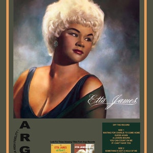 Etta James Third Album 1962 18&quot;x24&quot; Promo Poster &quot;Reimagined&quot; Chess / Argo Records Label Chicago Blues Soul