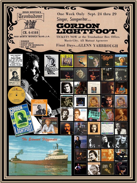 Gordon Lightfoot LP Cover Poster | Etsy