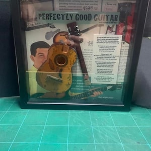 Willie Nelson Ax Heaven Mini &quot;Trigger&quot; Guitar Shadow Box / John Hiatt &quot;Perfectly Good Guitar&quot; 10&quot;x10&quot; Black Shadow Box Disply
