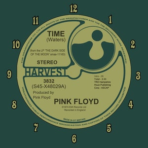 Pink Floyd TIME / Dark Side of the Moon Wall Clock Brand New Custom Made To Order Roger Waters, David Gilmour