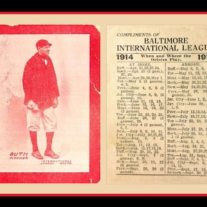 1914 Babe Ruth Baseball Card voor- en achterkant 24 "x 18" horizontale poster