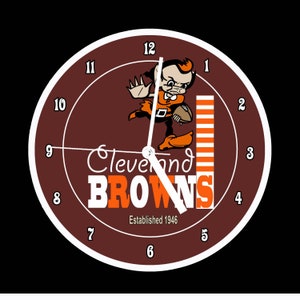 Cleveland Browns Football Charging Elf Wall Clock 1950-1960 White Framed