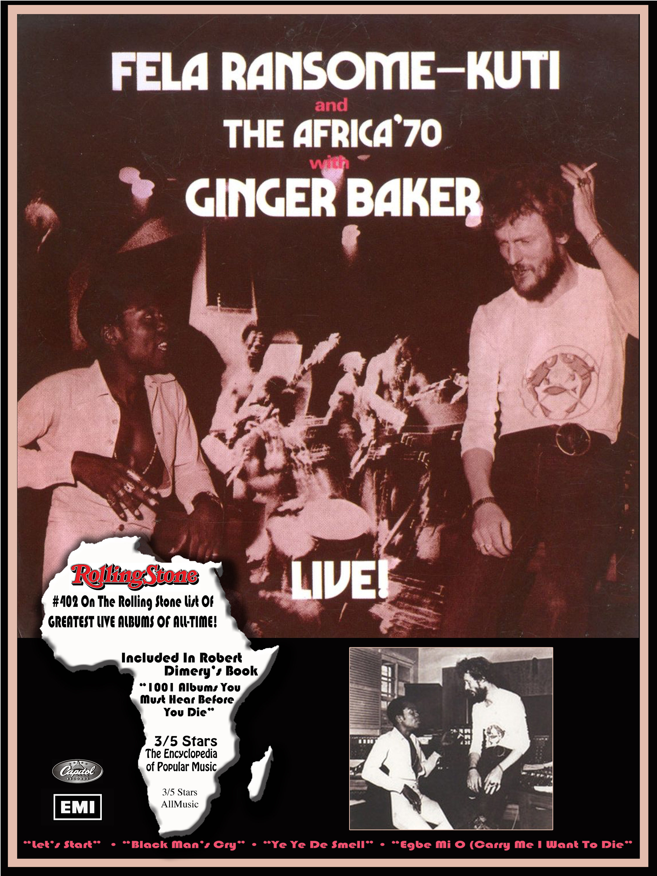 18x24 Fela Kuti, Ginger Baker cream, Eric Clapton, Blind Faith, Graham