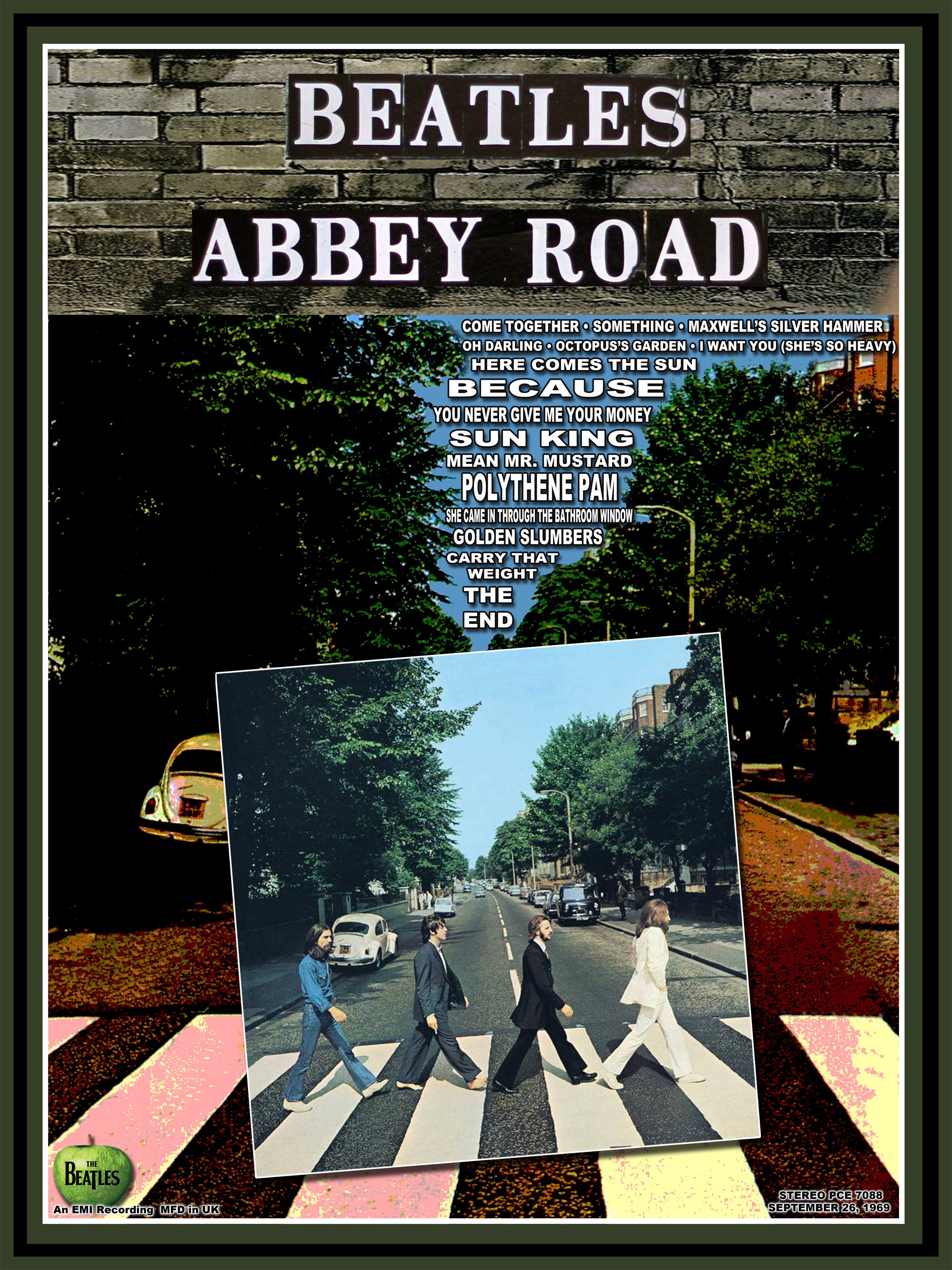 Beatles Abbey Road Poster (John Lennon, Paul McCartney, Ringo Starr, George  Harrison)