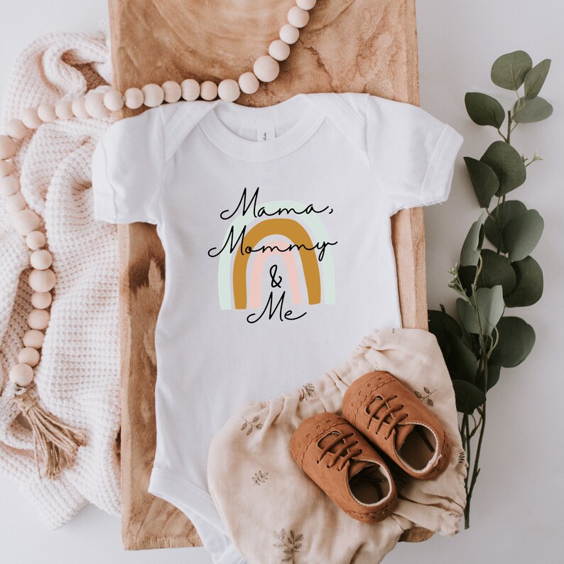 mama, mommy and me baby bodysuit, two moms, pride baby bodysuit, lesbian pregnancy announcement image 1