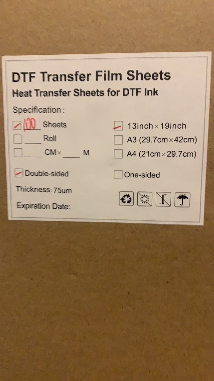 DTF Transfer Film Sheets