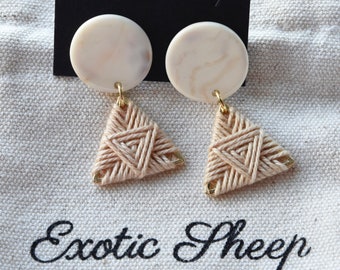 Neutral Woven Earrings | Woven Lightweight Earrings | Geometry Jewelry | gift for Her