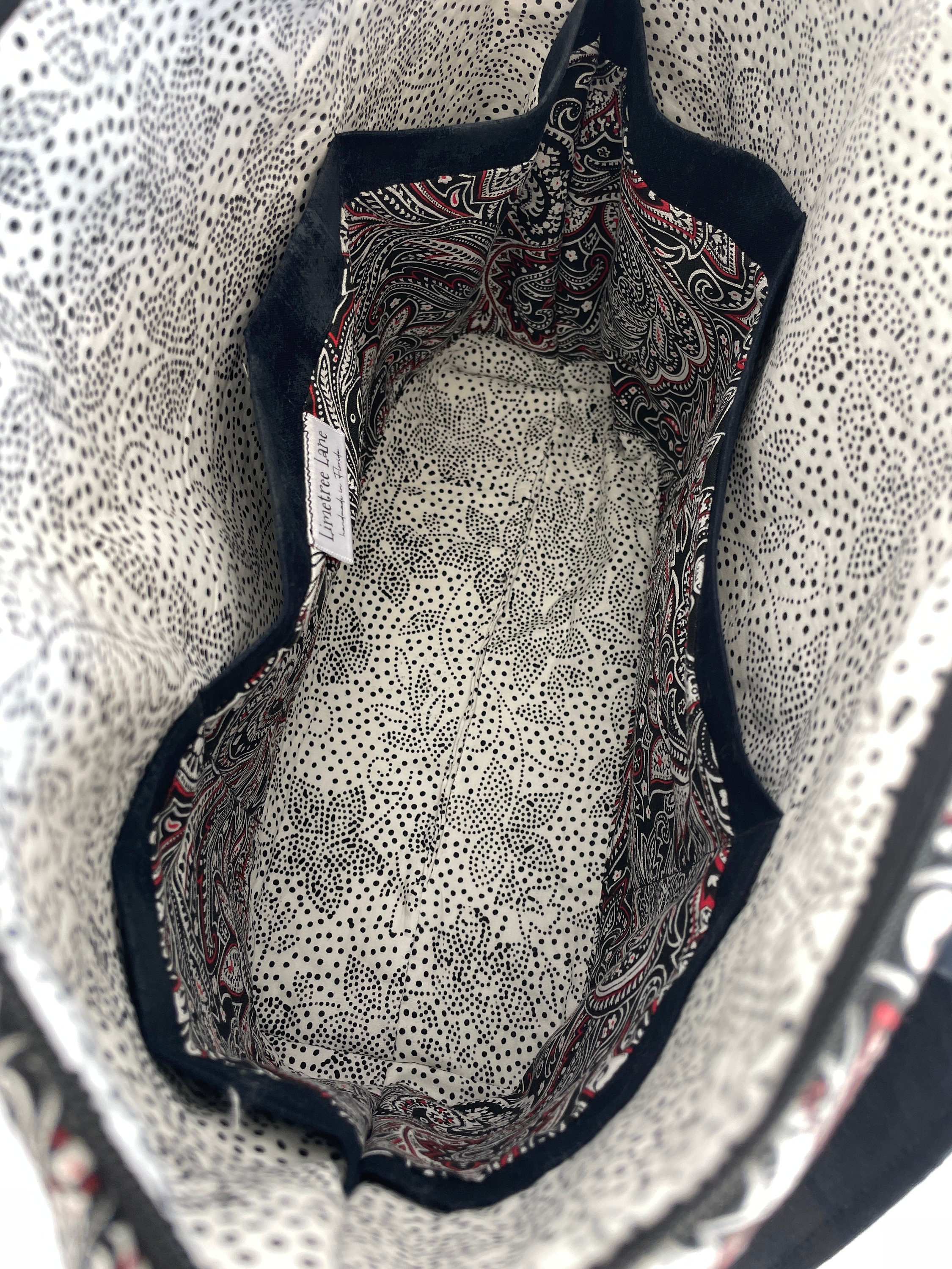 Black and Red Paisley Zipped Shoulder Tote Bag Ladies Fabric Etsy