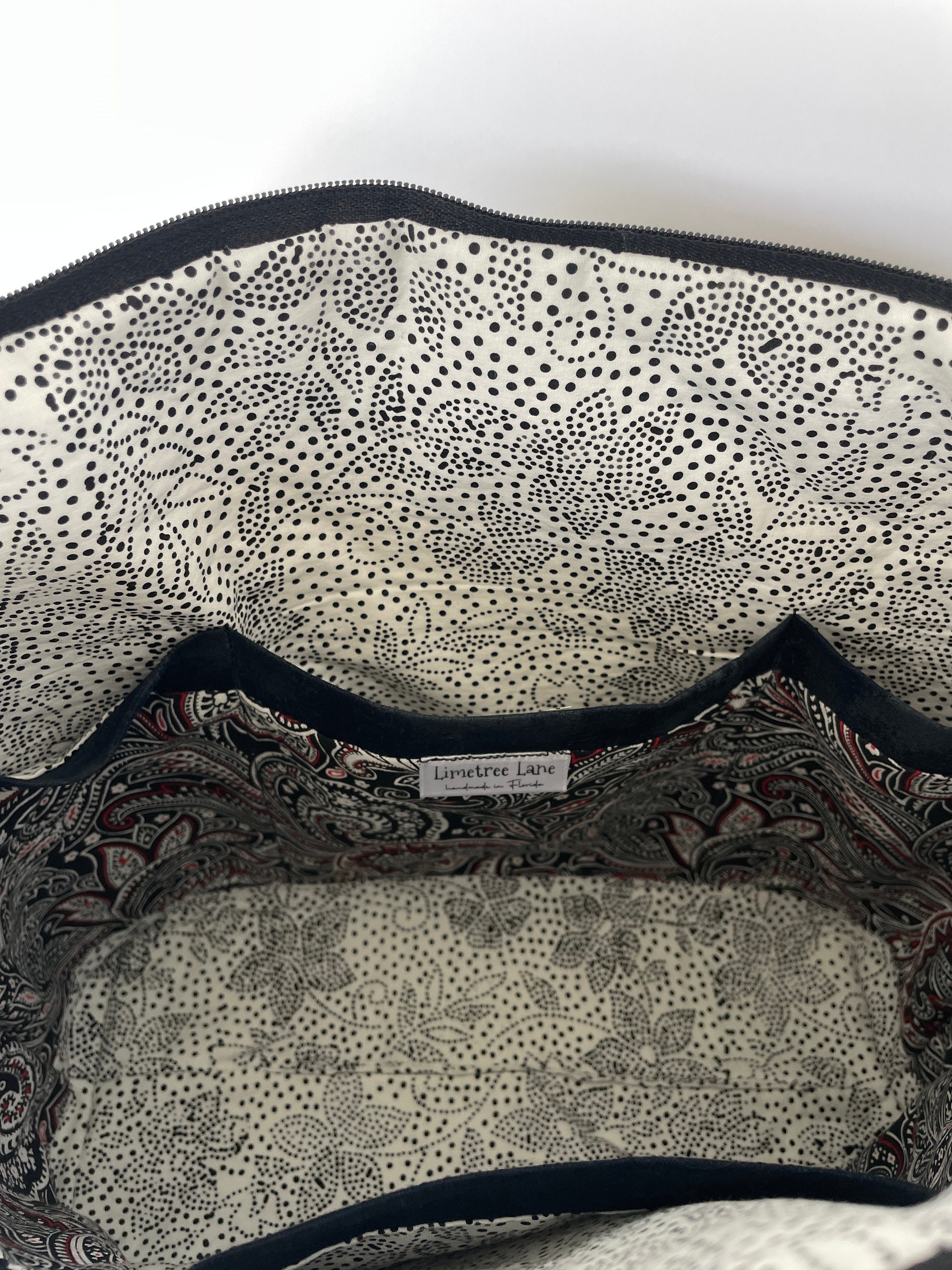 Black and Red Paisley Zipped Shoulder Tote Bag Ladies Fabric Etsy