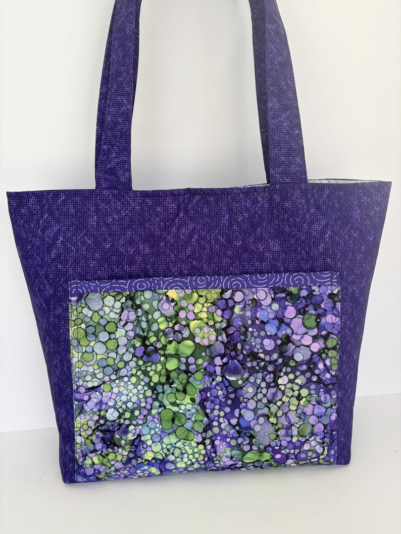 Purple Shoulder Tote Bag, Zipper Pocket Fabric Handbag - Etsy