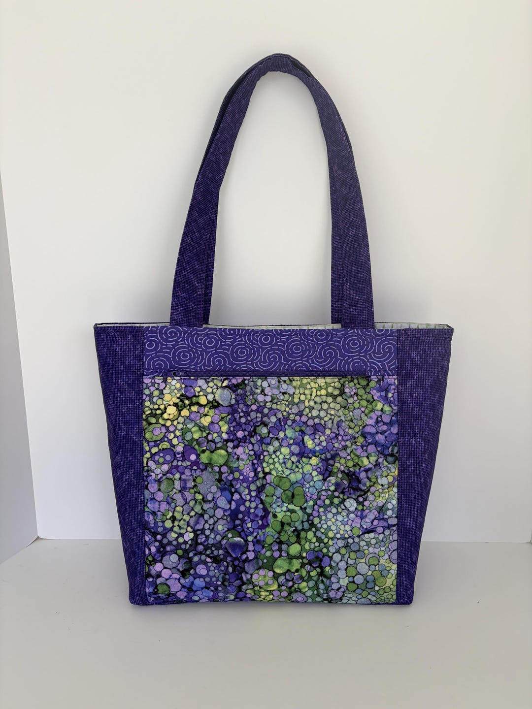 Purple Shoulder Tote Bag, Zipper Pocket Fabric Handbag - Etsy