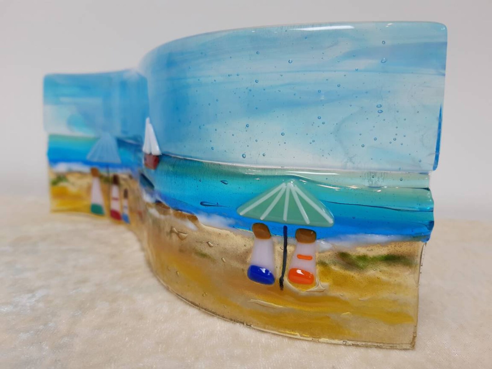 Fused glass beach pictures. Wavy freestanding handmade beach Etsy