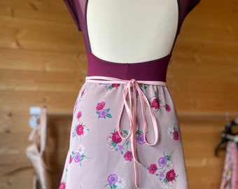 Shortcake- Pink floral print chiffon ballet wrap skirt