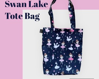 Girls Navy little ballerina tote bag, swan lake tote bag