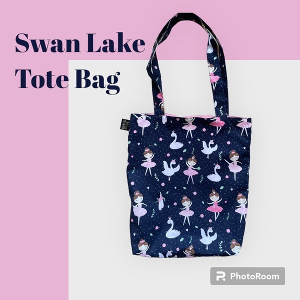 Petite ballerine bleu marine pour fille, sac fourre-tout lac des cygnes